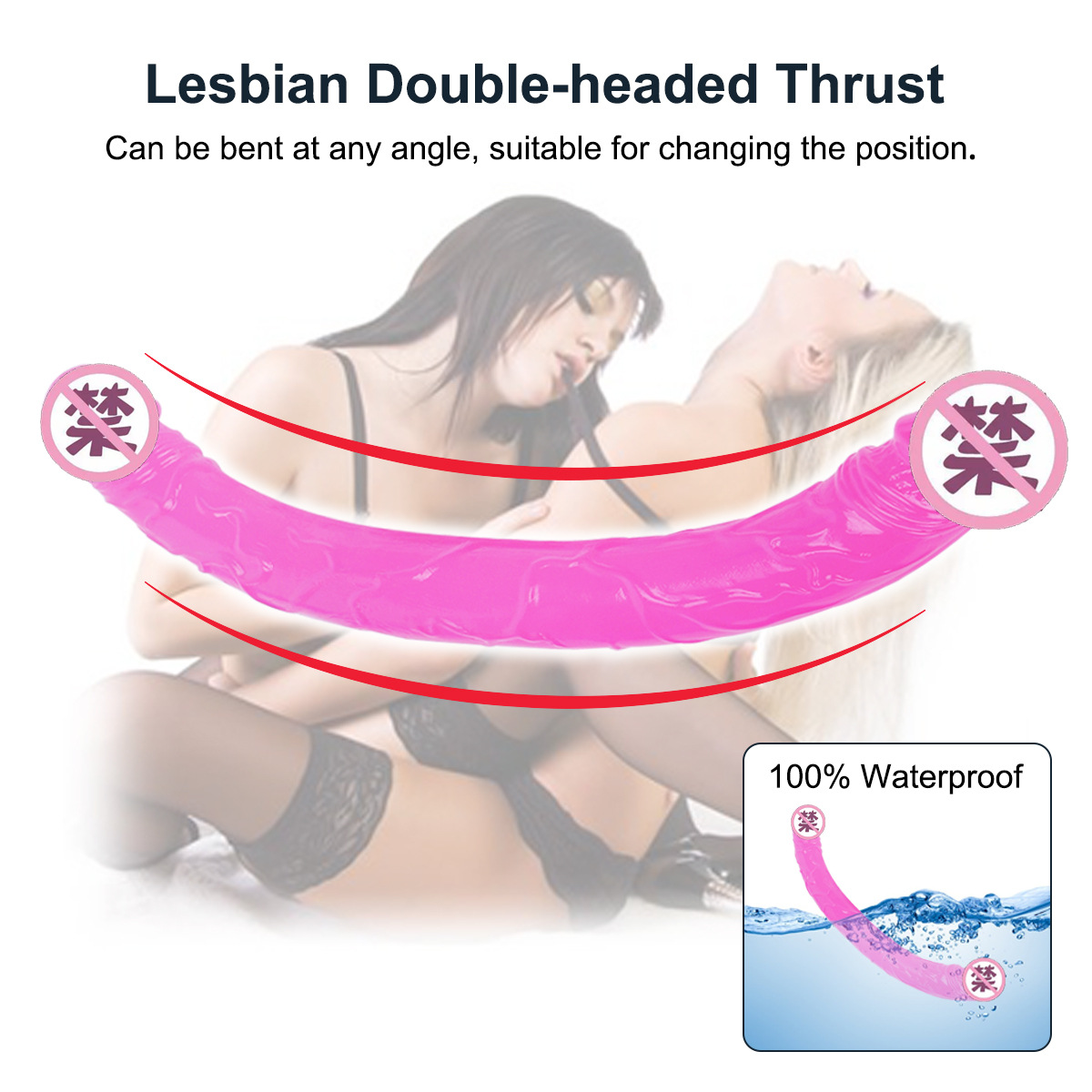 HW A-line transparent crystal simulation female penis double headed double use lesbian female interest masturbation appliance female - image 5