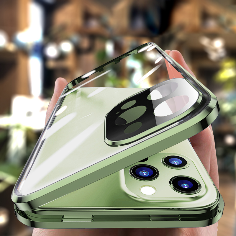 Magnetic Metal Glass Case For iPhone 12 Pro Max 12 Pro 11 Pro Max 11 Case Camera Glass Magnet Cover