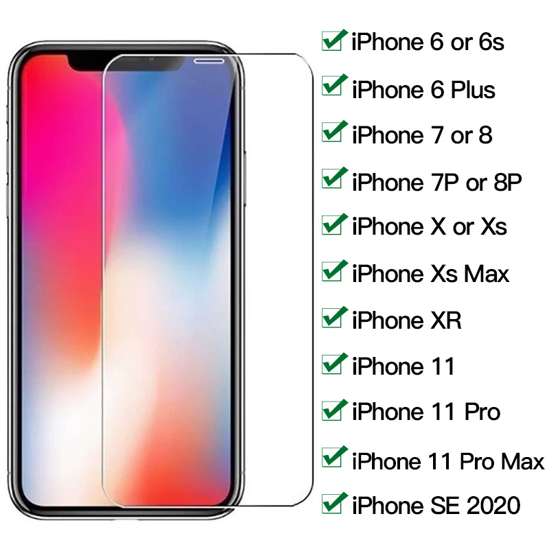 4pcs Tempered Glass For iPhone 12 mini 11 Pro X XS Max XR 7 8 Plus 6 7 8 X XR Screen Protector Glass