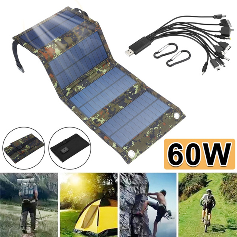 Portable Foldable Solar Panel Charger Kit for Cell Phone Tablet Laptop Outdoor Work Camping