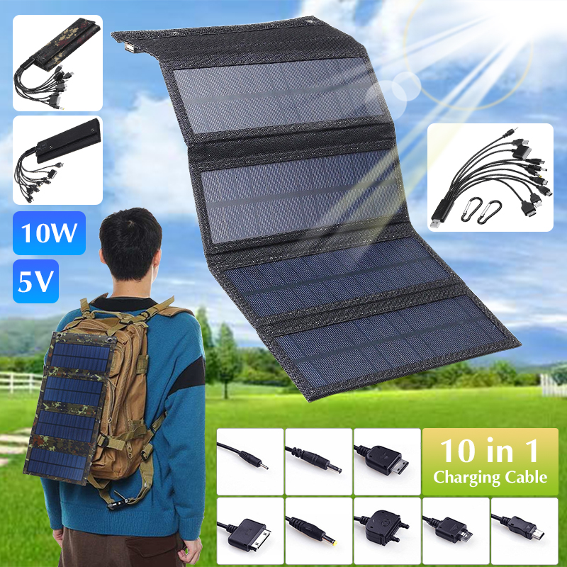 Portable Foldable Solar Panel Charger Kit for Cell Phone Tablet Laptop Outdoor Work Camping