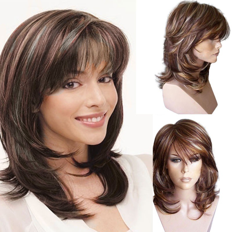 BL Fashion Women Wigs New Mixed-Colour Gradient Ladies Long Wavy Curly Hair New Hot-Sales 1 Pc/Set