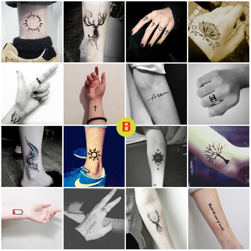 BL 60Pcs Men And Women Waterproof Tattoos Stick Permanent Simulation Paste Sexy Tattoo Sticker Tatoo