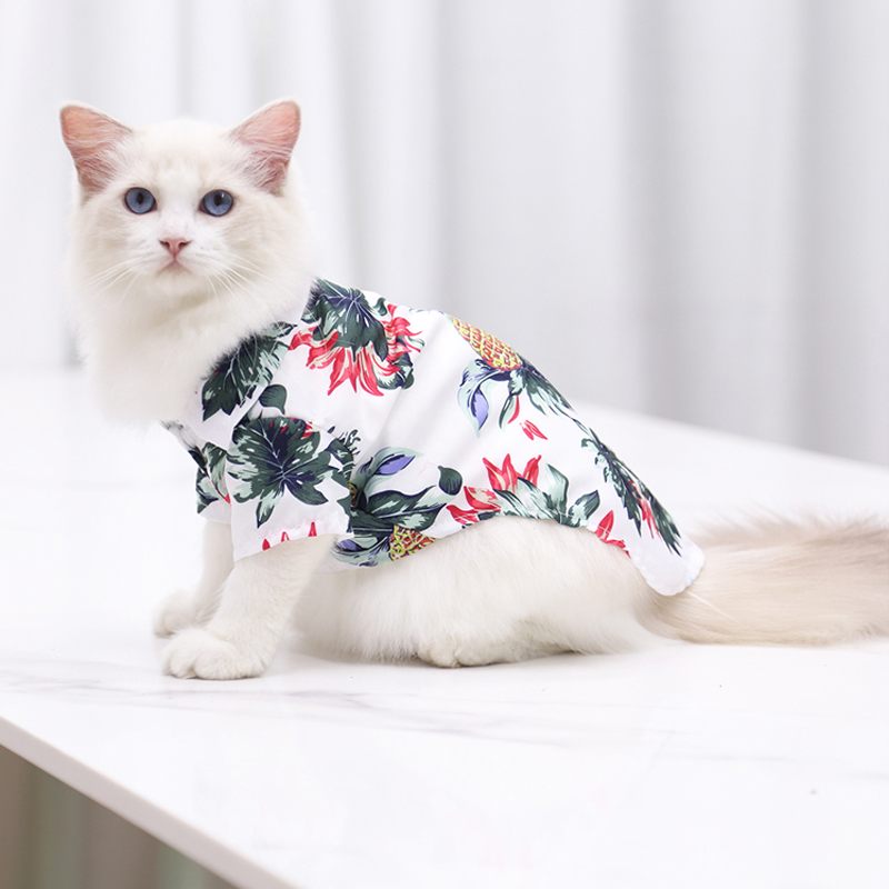 BL Pet Hawaiian Style Pineapple Printed Shirt Cat Dog Short Sleeves Summer Costume Cool Pet Shirts