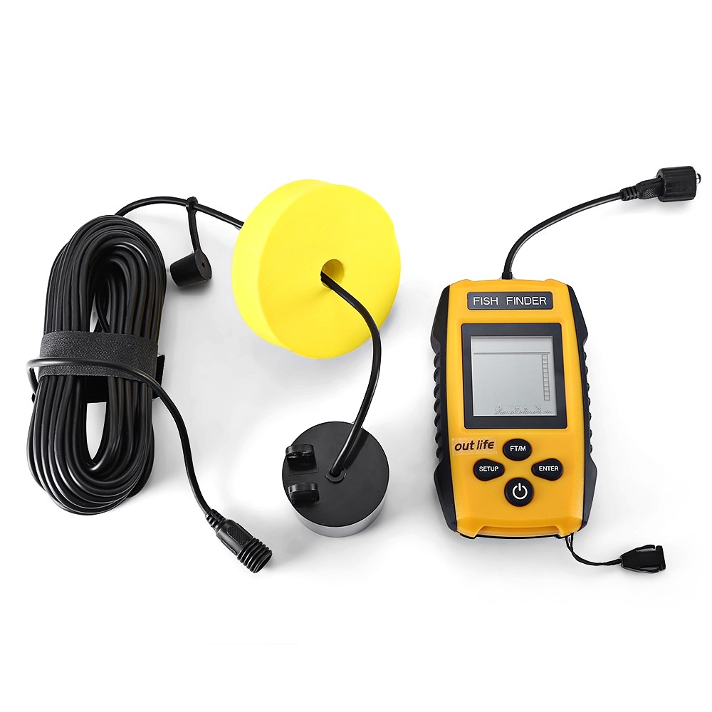 Outlife 0.7 - 100M Fish Finder 200KHz Sonar Sounder Echo Alarm Fishing Transducer