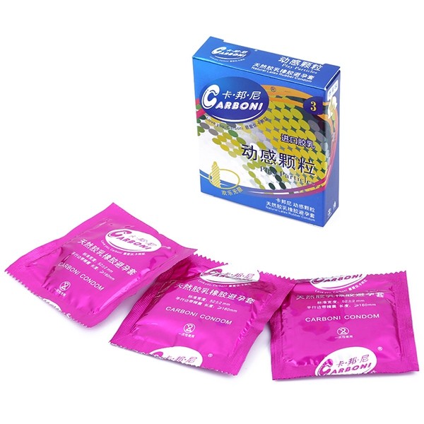 CARBONI Condoms 3pcs Play Particles Lubricant Banana Taste Prevent Pregnancy for Couples