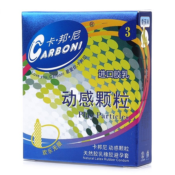 CARBONI Condoms 3pcs Play Particles Lubricant Banana Taste Prevent Pregnancy for Couples view 2