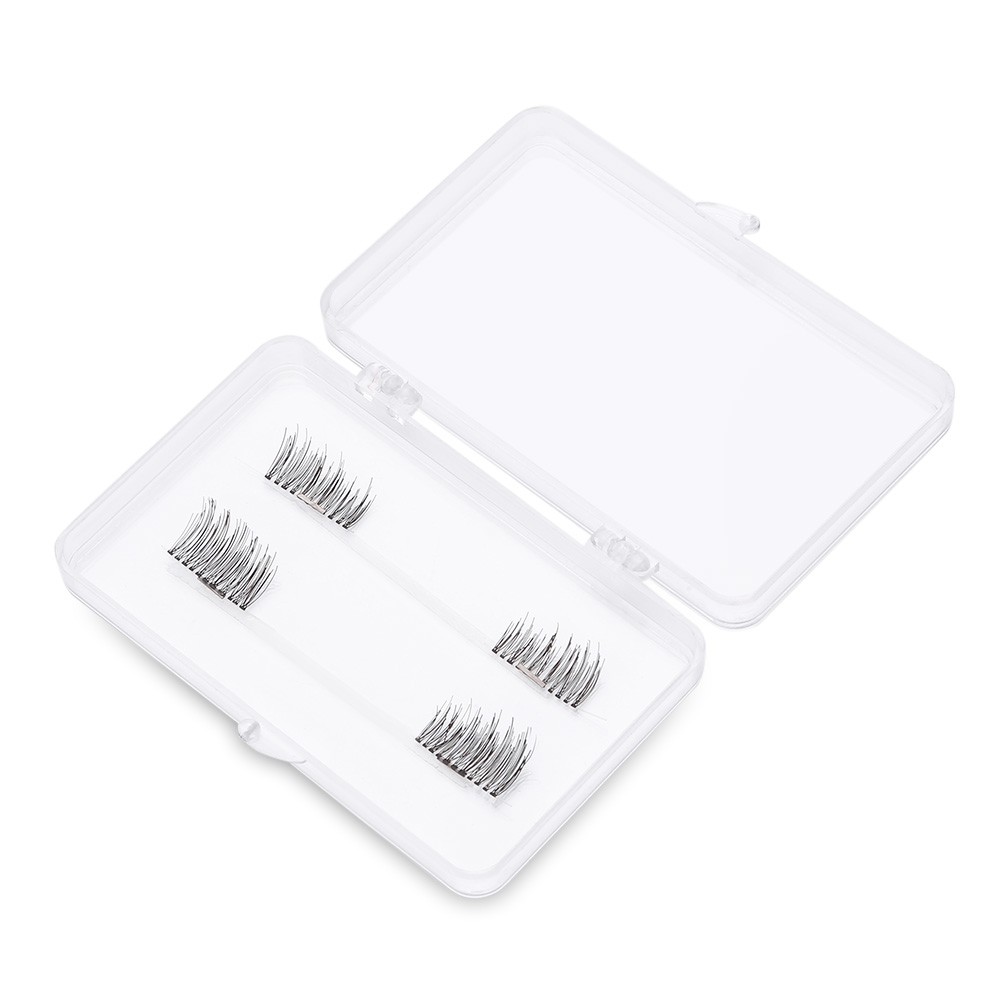 2 Pairs Natural Beauty Magnet Handmade Thick Cross False Eyelashes Extension