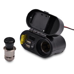 CS - 682A1 Motorcycle Cigarette Lighter USB Charger with Voltmeter Time Display