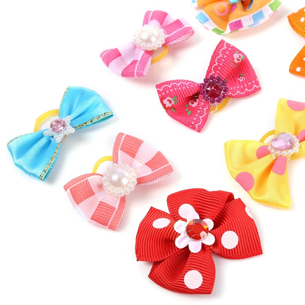 50pcs Cute Pet Headwear Bow Butterfly Knots Rubber Band