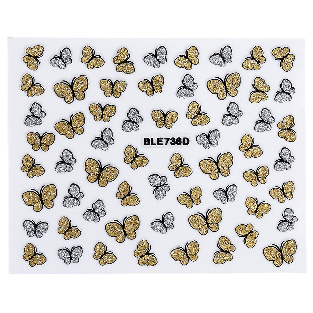 2pcs Fashion 3D DIY Butterfly Nail Art Shinning Stickers