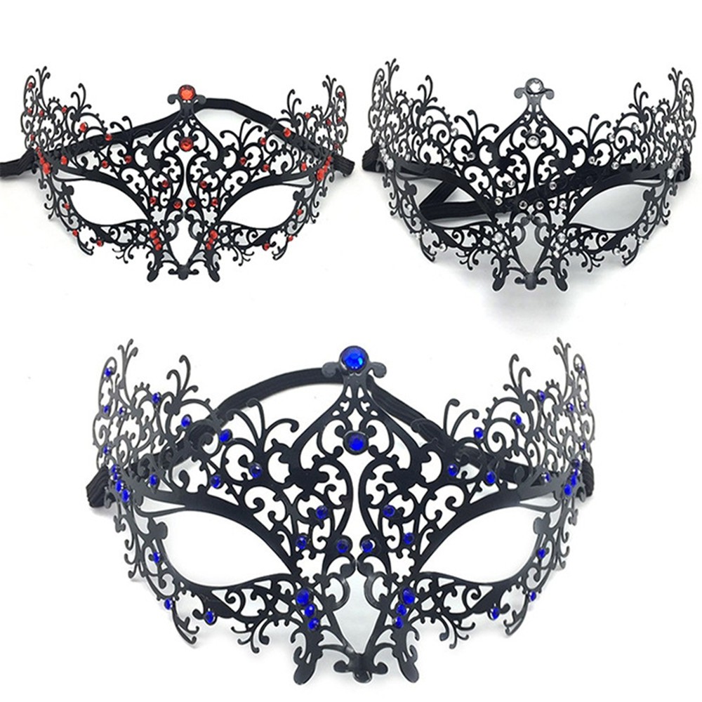Halloween Masquerade for beauty Women Metal Mask Shiny Rhinestone fashion Mask