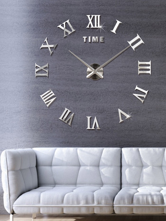 3D Roman Numerals DIY Acrylic Mirror Clock Wall Sticker