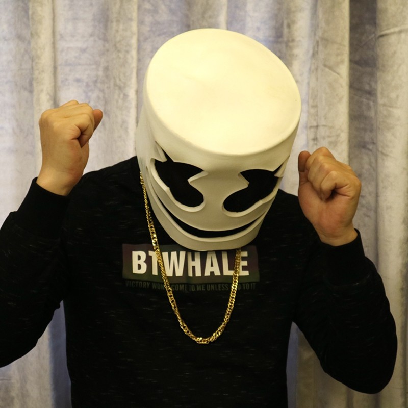 YEDUO Halloween Soft Latex DJ Marshmello Mask Cosplay Costume Accessory