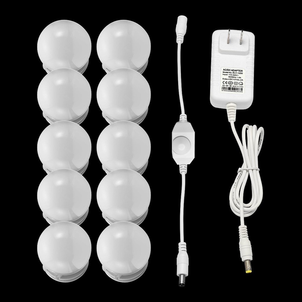 ZDM  Mirror Front Lamp Dimmable  Bulbs Lighting Strip with 12V/2A Power Adapter