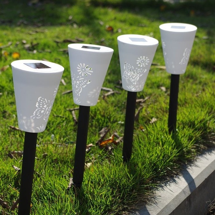 Solar Hollow Lawn Light Butterfly Pattern Garden Floor Lamp