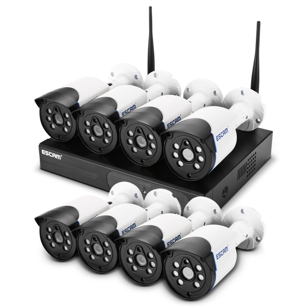 ESCAM WNK804 Wireless HD NVR Kit with Eight 720P Cameras Night Vision