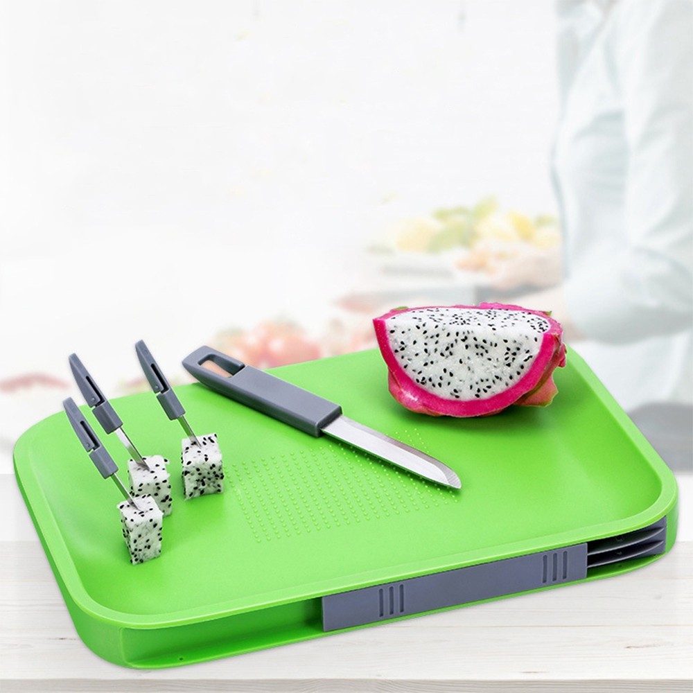 Multi-functional Household Cutting Board Drain Chopping Block with Knives and Forks