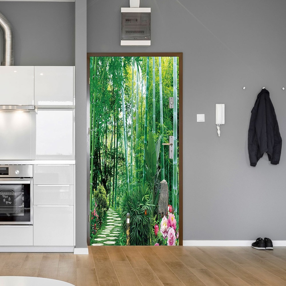 DZMT079 Bamboo Forest View Creative Door Sticker 2pcs