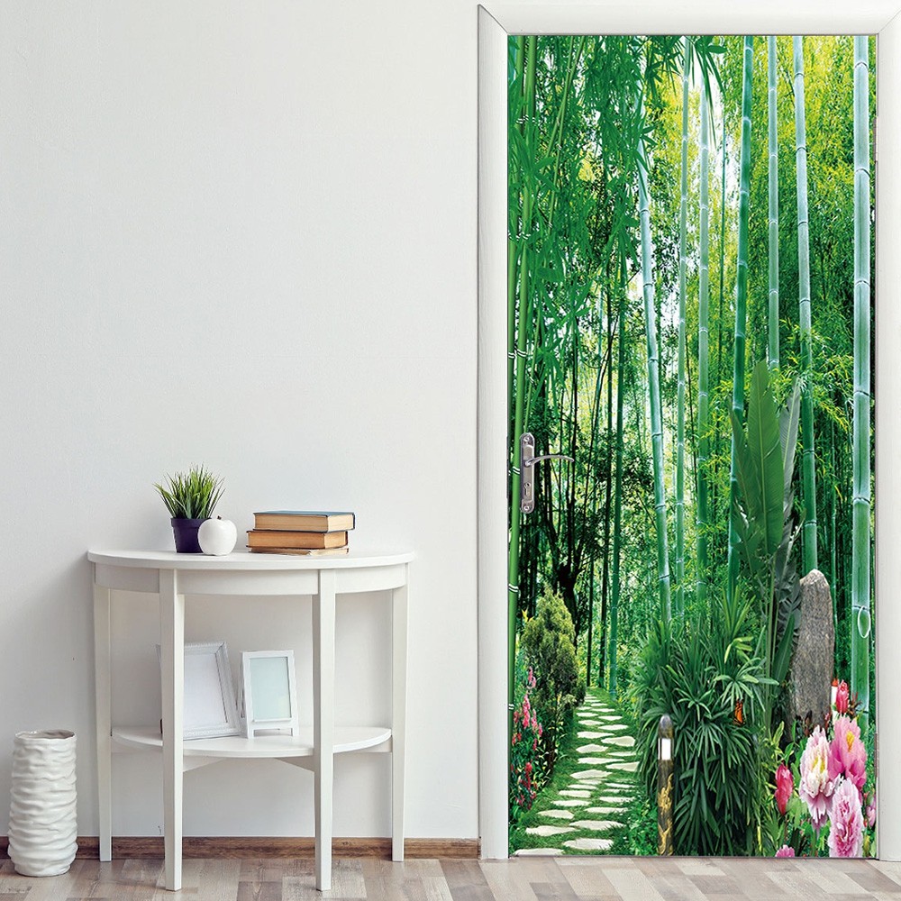 DZMT079 Bamboo Forest View Creative Door Sticker 2pcs