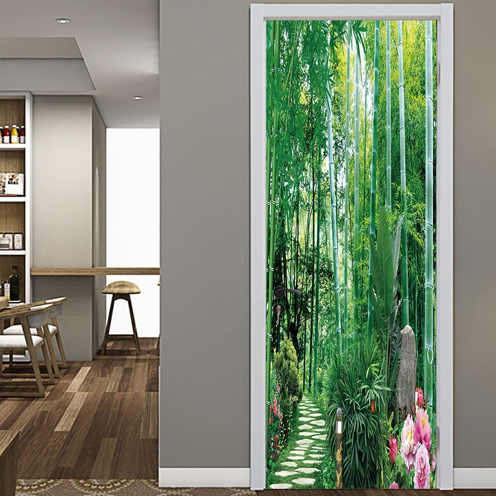 DZMT079 Bamboo Forest View Creative Door Sticker 2pcs
