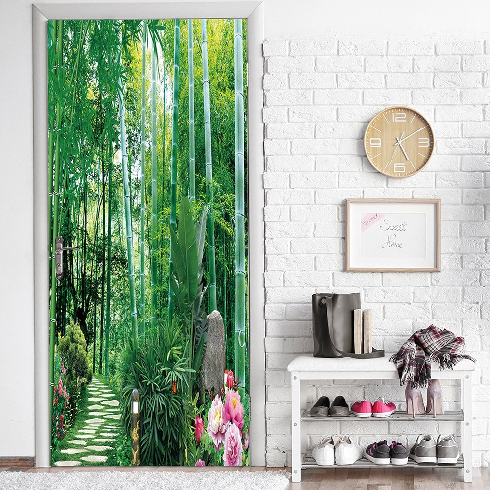 DZMT079 Bamboo Forest View Creative Door Sticker 2pcs