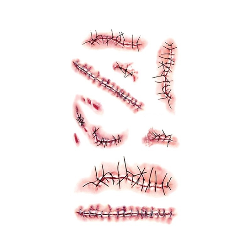Halloween Horror Wound Realistic Pattern Trace Tattoo Sticker
