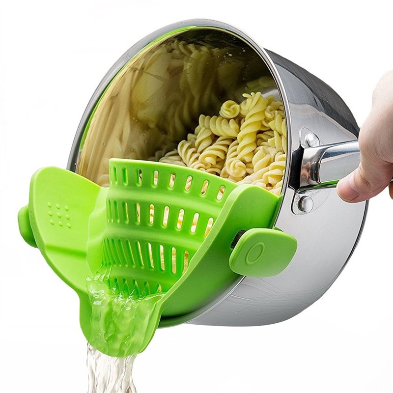 Kitchen Gizmo Snap Strainer Clip On Silicone Colander Fits all Pots and Bowls