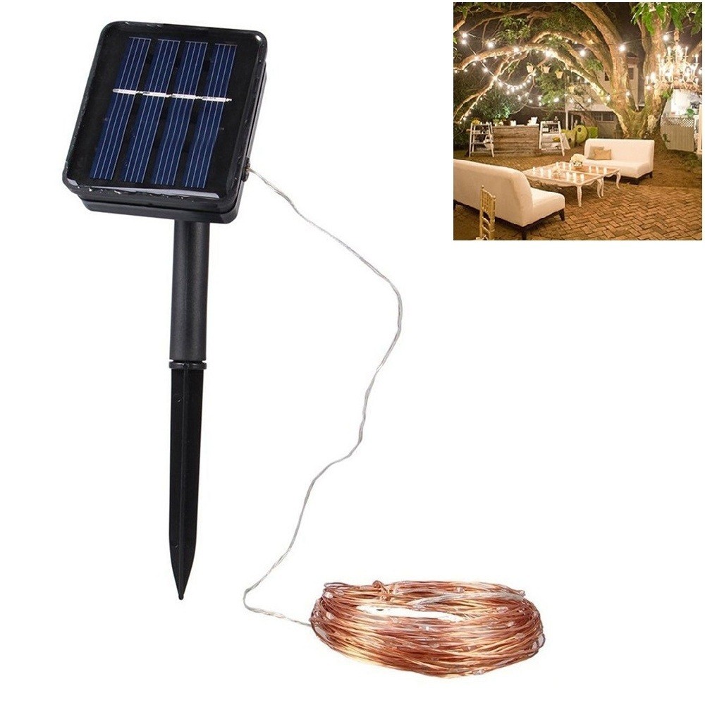 1PC 20M Solar Copper Wire String Light 8MODES LED Fairy String Waterproof Home Yard Christmas Holiday Gareden Decoration