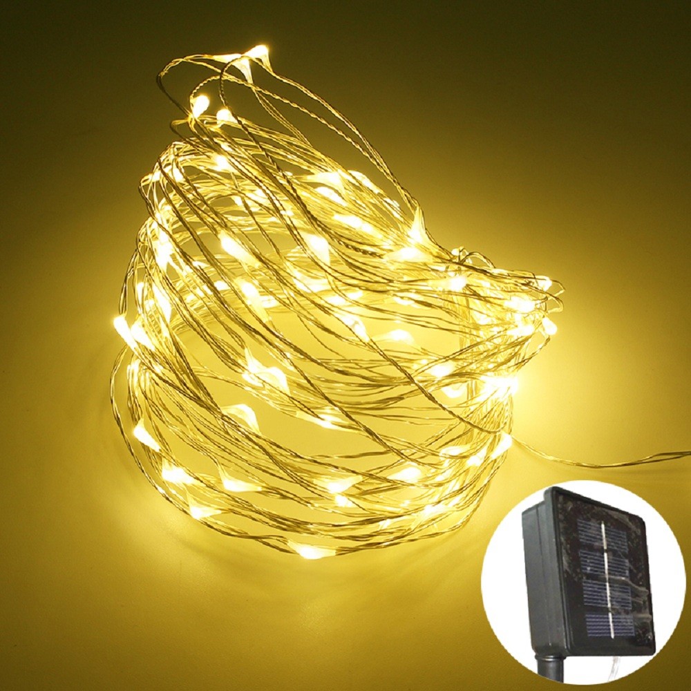 1PC 20M Solar Copper Wire String Light 8MODES LED Fairy String Waterproof Home Yard Christmas Holiday Gareden Decoration