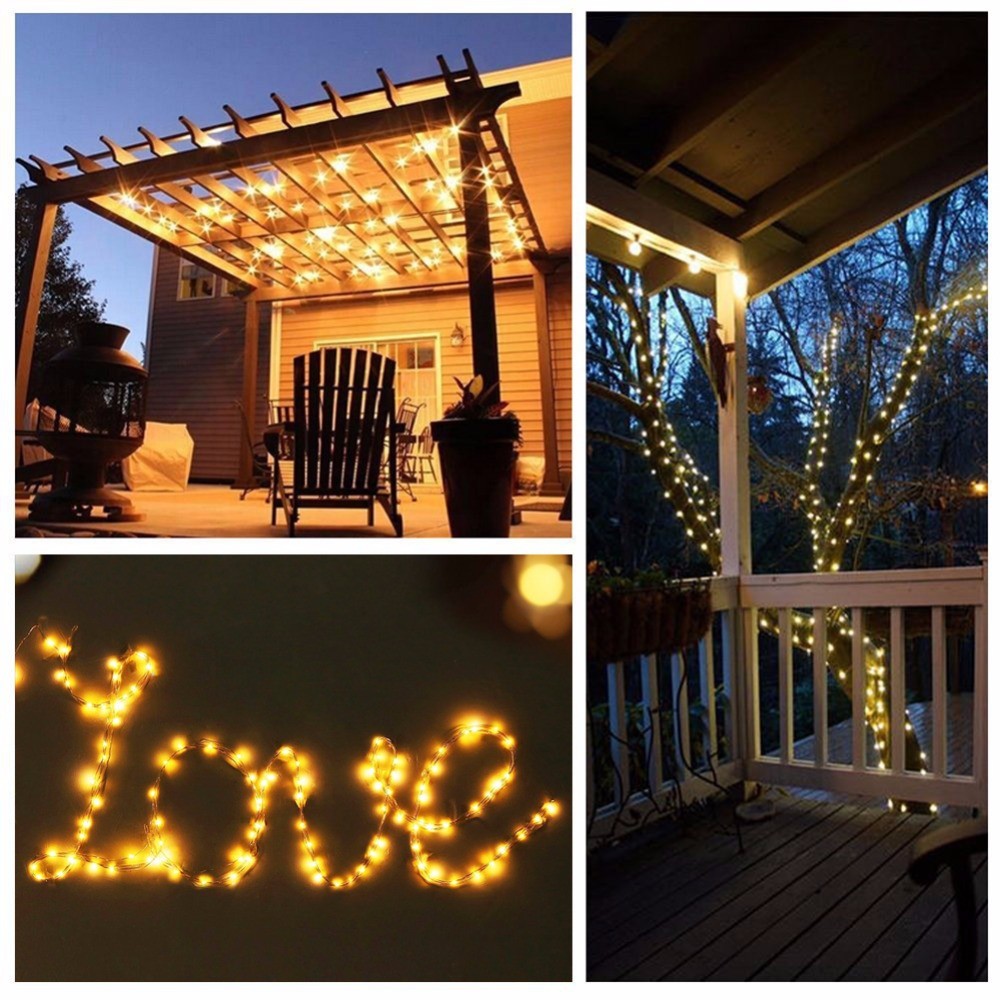 1PC 20M Solar Copper Wire String Light 8MODES LED Fairy String Waterproof Home Yard Christmas Holiday Gareden Decoration