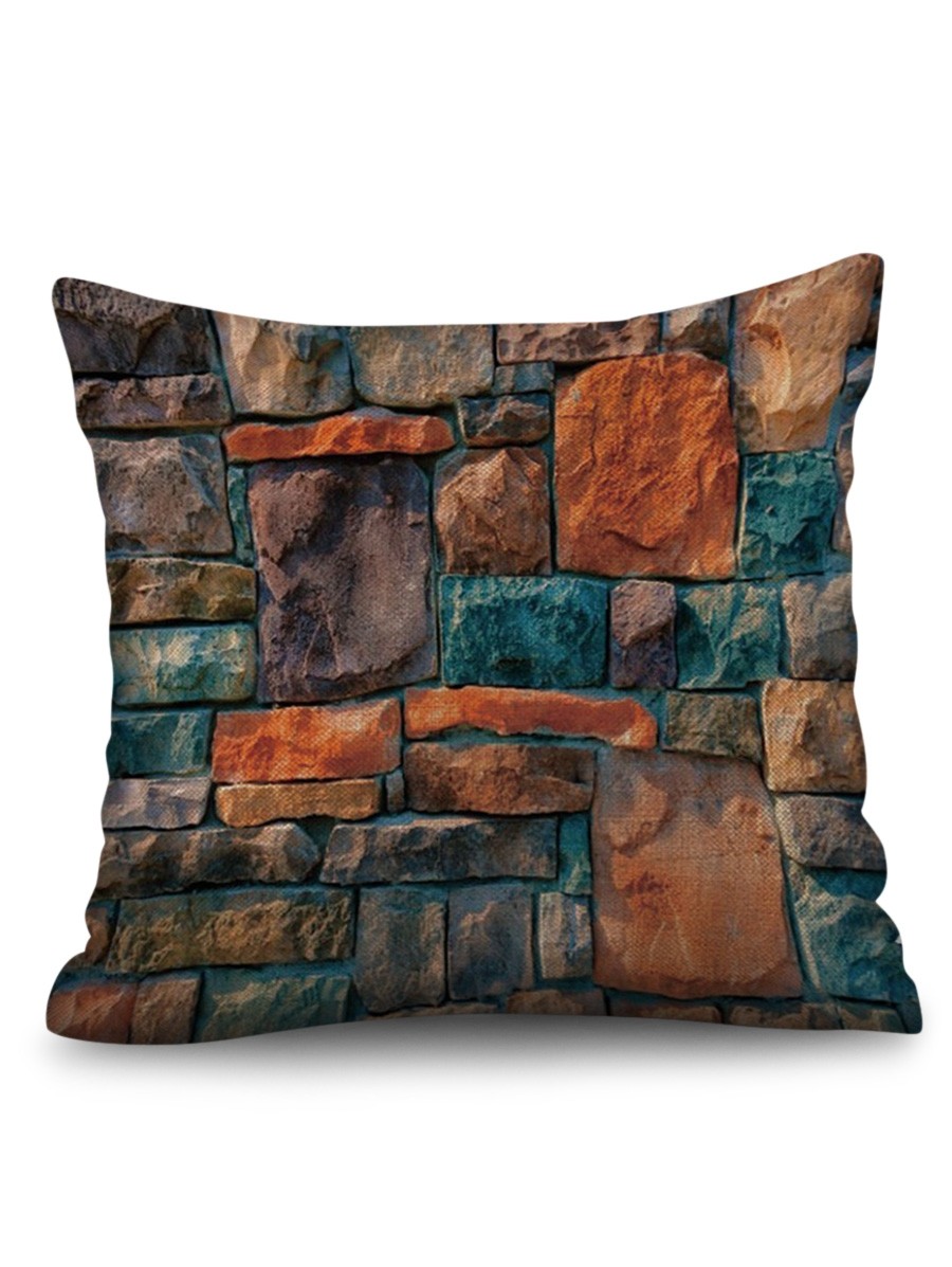 Stone Brick Wall Printed Decorative Pillowcase