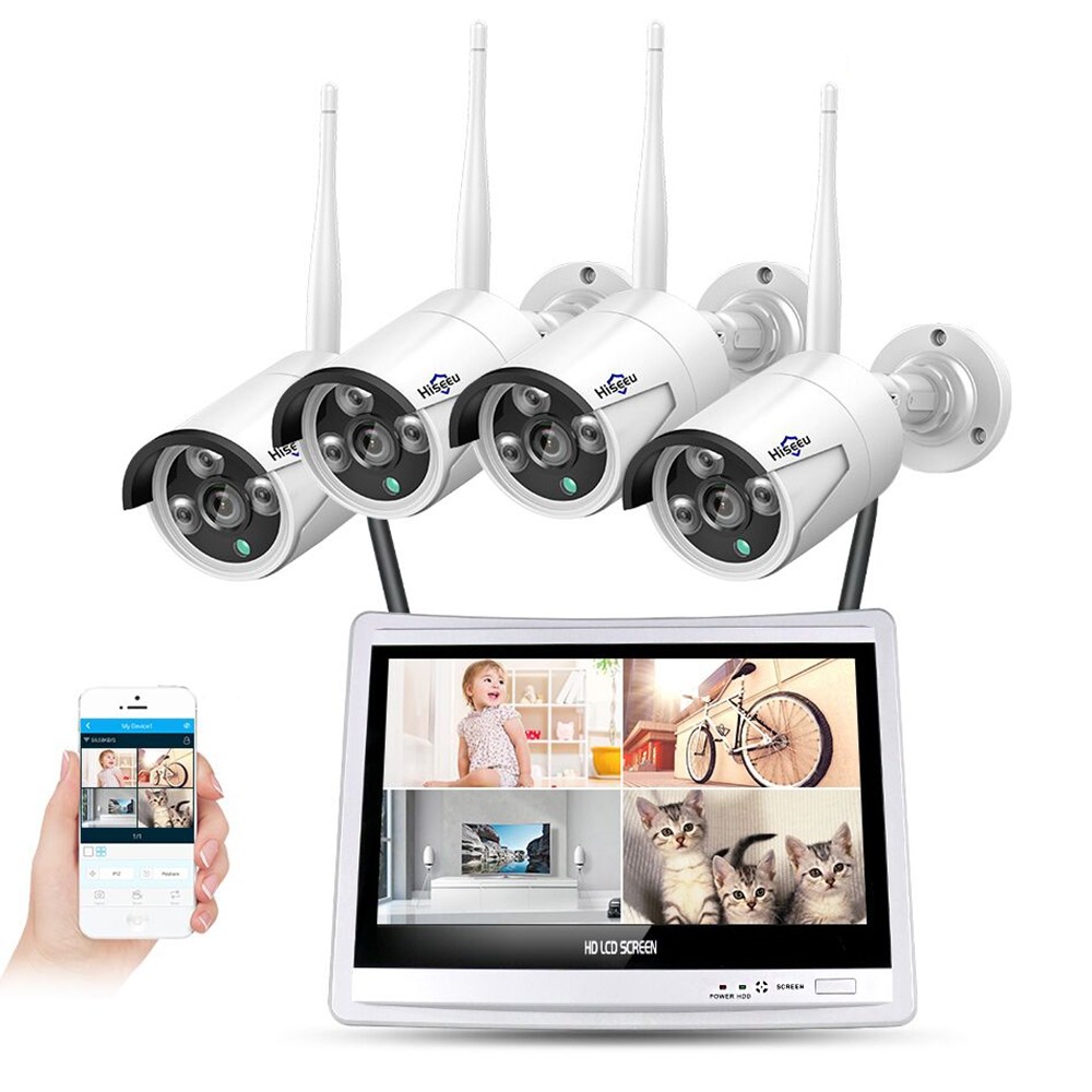 Hiseeu WNKIT - 12V - 4HB612 Wireless Set-12 Inch Screen - 4 Road 2 Million