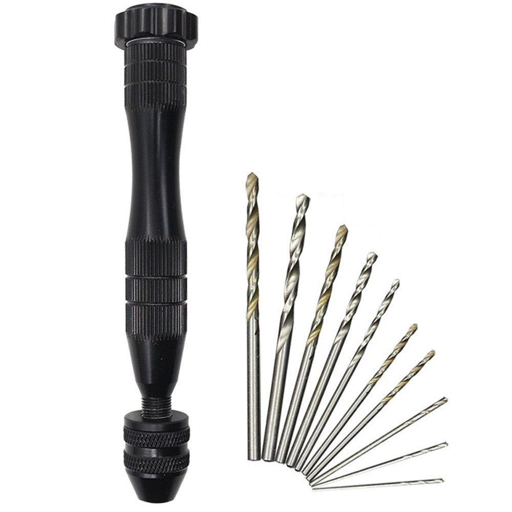 Hand Drill Manual Punch Tool Woodworking Bodhi Walnut DIY Reamer 11PCS