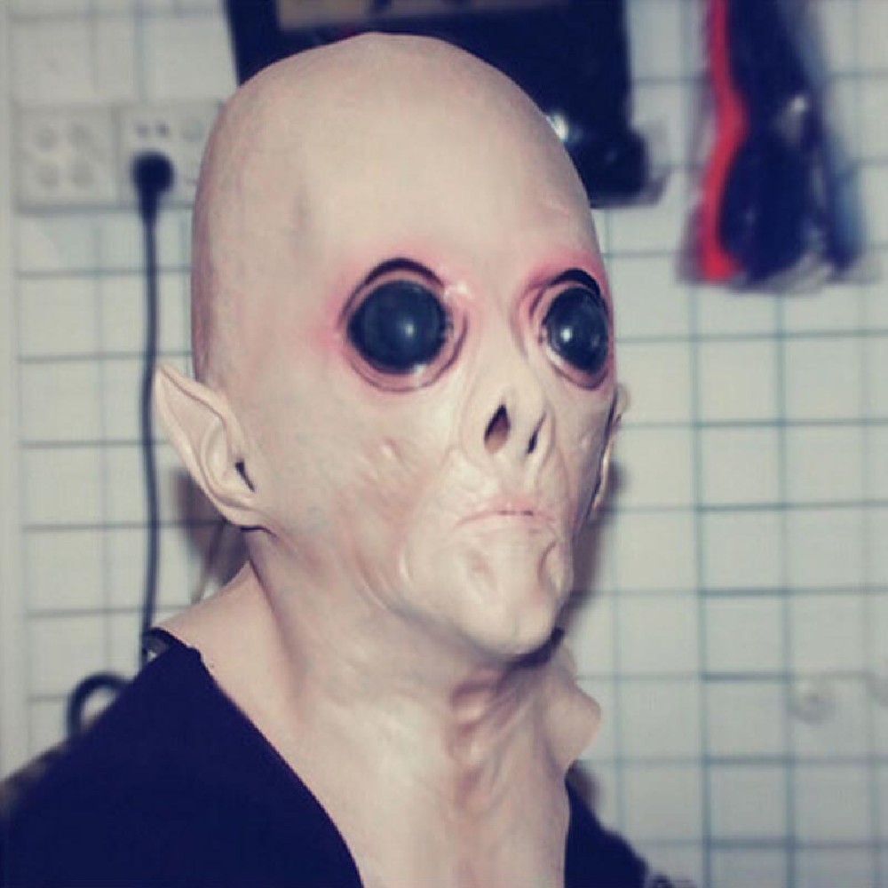 Halloween Creepy Vinyl UFO Alien Head Mask Cosplay Party Supplies
