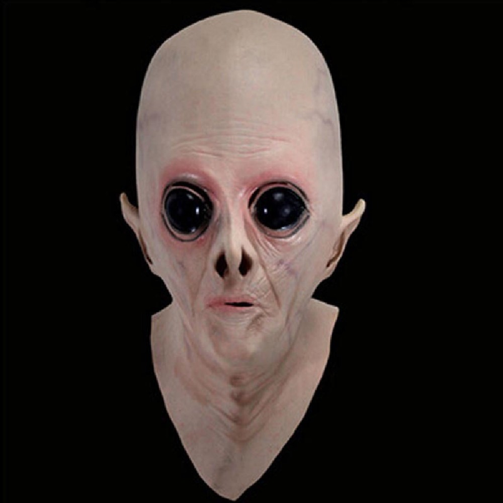 Halloween Creepy Vinyl UFO Alien Head Mask Cosplay Party Supplies
