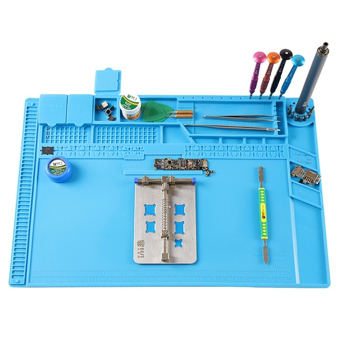 BEST S - 160C Anti-Static Silicone Pad Mobile Phone Repair Magnetic Pad with Motherboard Groove