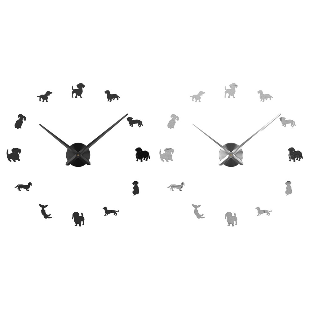 Creative DIY Wall Clock Frameless Animals Dog Home Decoration