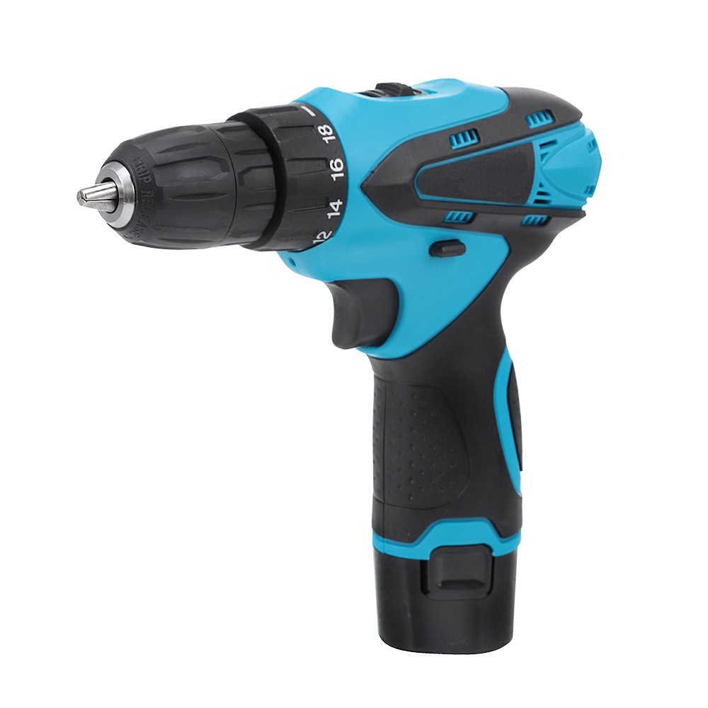 12V Electric Drill Cordless Screwdriver Set 2 Speed Setting with 2 Rechargeable Li-ion Batteries