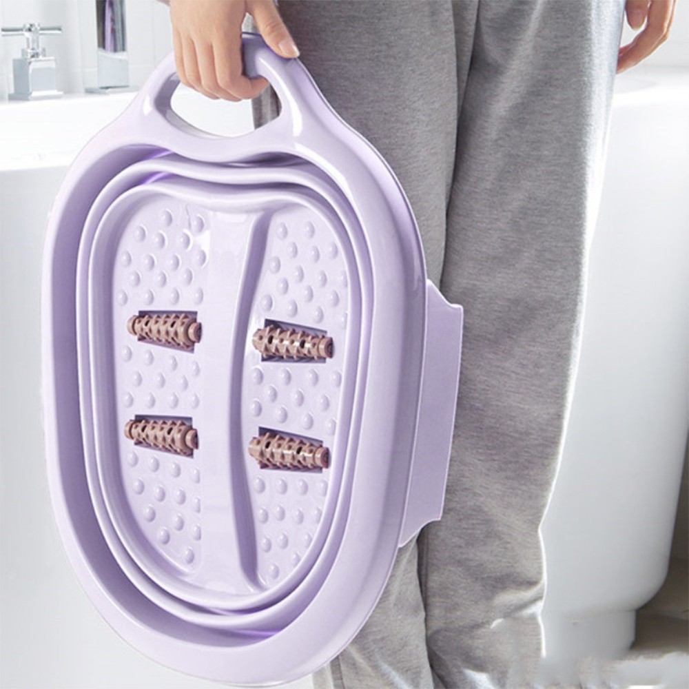Foldable Foot Tub Massaging Rollers Portable Feet Bath Tool