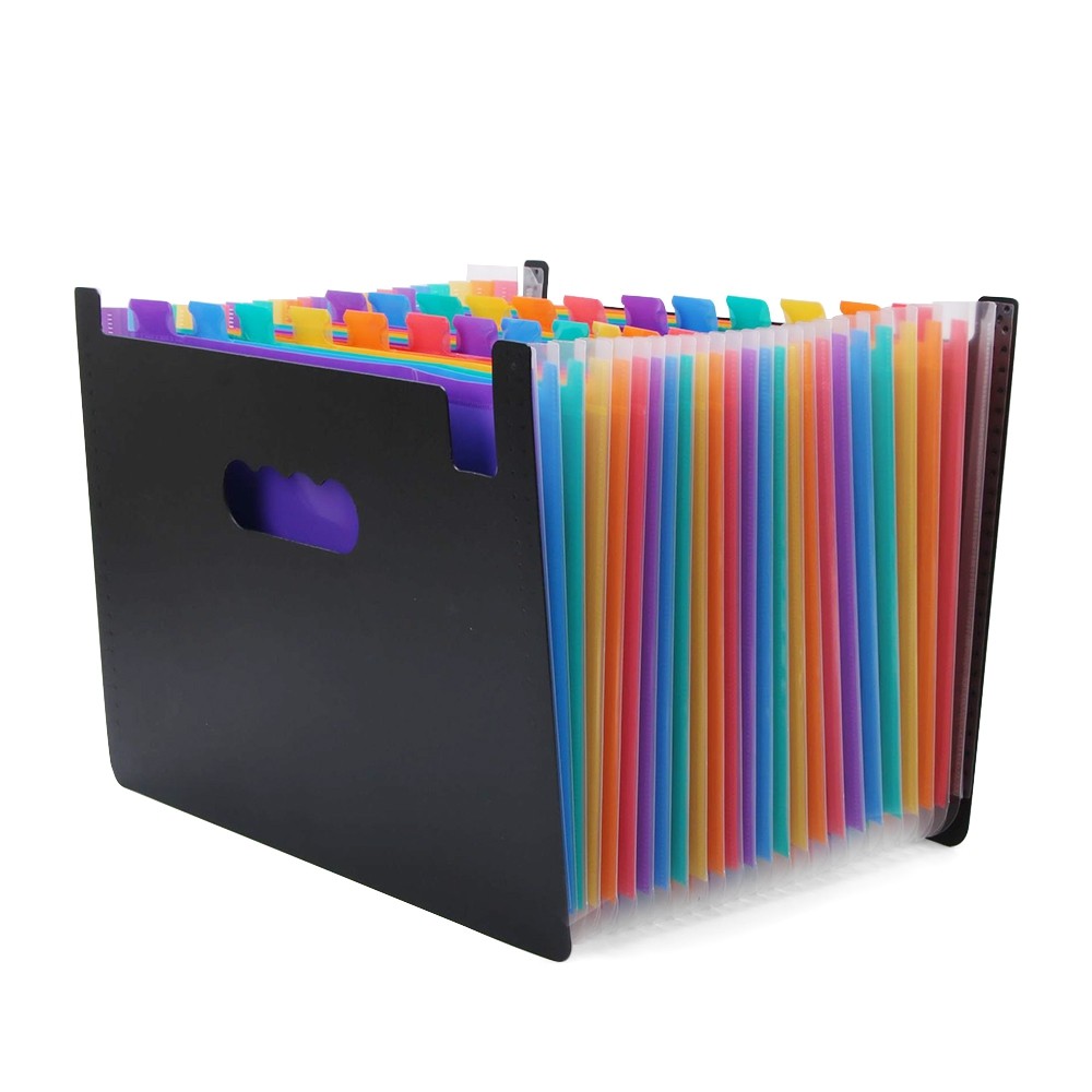 Stretchable File Organizer 24 Pockets Thickened PP Material for Office / School / Home Organization