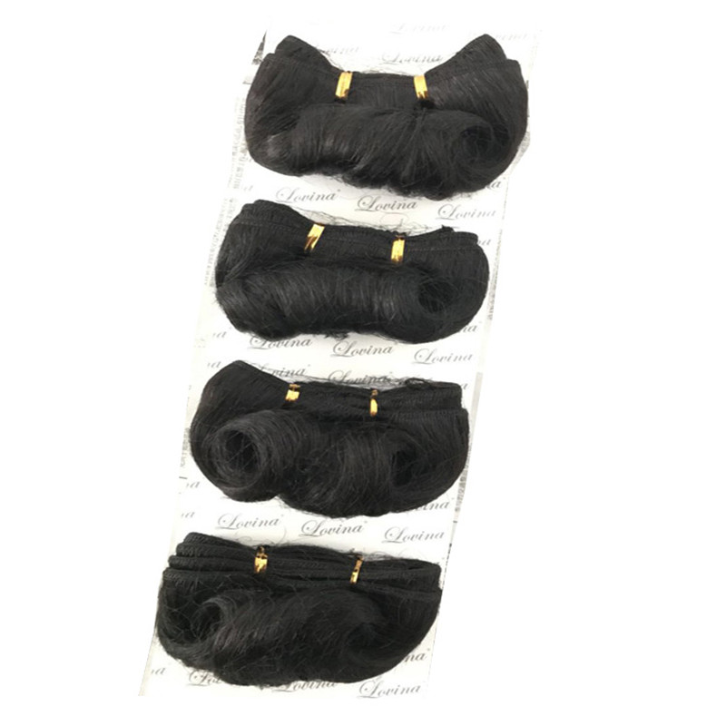 Afro Curly 6 Inch Brazilian Hair Weave Bundles Curly Wave 100% Human Hair 4 Bundles Hair Extensions