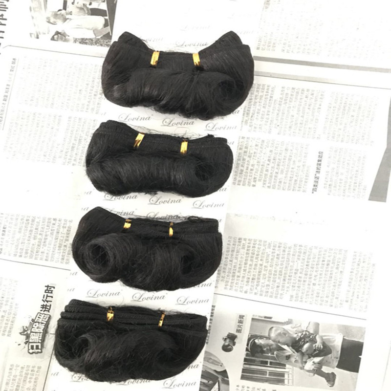 Afro Curly 6 Inch Brazilian Hair Weave Bundles Curly Wave 100% Human Hair 4 Bundles Hair Extensions