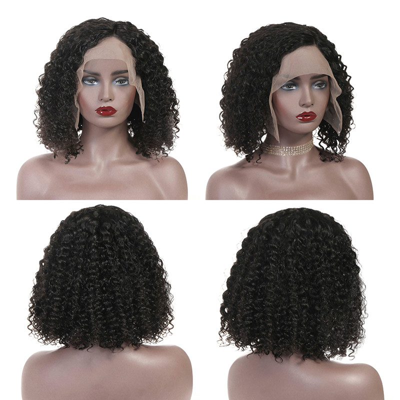Jerry Curly Lace Front Human Hair Wigs With Baby Brazilian Hair Short Curly Bob Wigs Pre-Plucked Wig