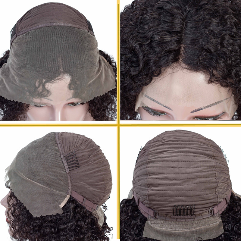 Jerry Curly Lace Front Human Hair Wigs With Baby Brazilian Hair Short Curly Bob Wigs Pre-Plucked Wig