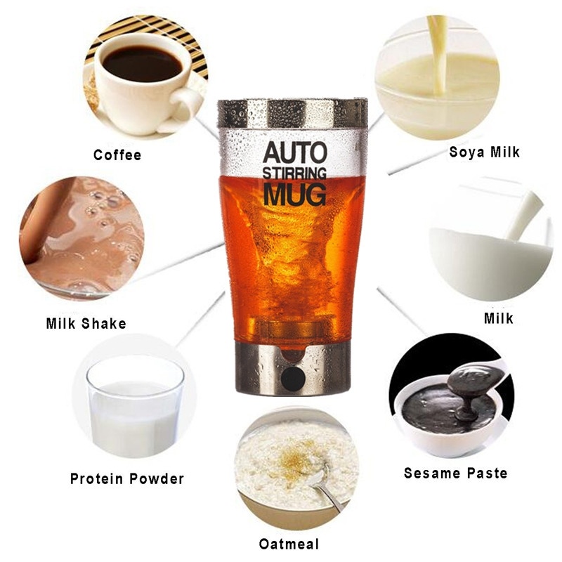 Automatic Blender Coffee Cup Stainless Steel Tea Cup Lazy Auto Stirrer Mug Mixer Drink Cups Cup Automatic Mixing Self Stirring Mug 400ml Office Travel Outdoor Cup