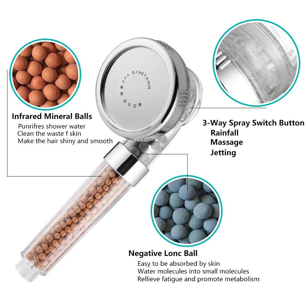 3 Modes Bath Shower Jetting Shower Head Saving water High Pressure Bathroom Shower SPA Nozzle