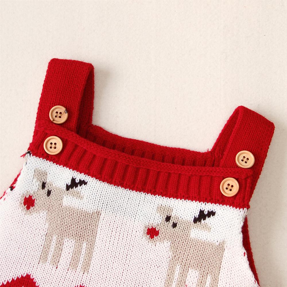 MiniQ Christmas Elk Baby Unisex Rompers Newborn Knited Sleeveless Jumpsuits Children's Clothes