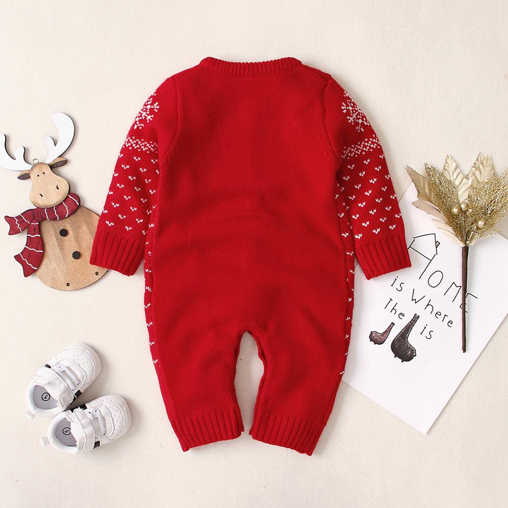 Christmas Elk Pattern Baby Unisex Rompers Pajamas Winter Knitted Longsleeve Newborn Jumpsuits
