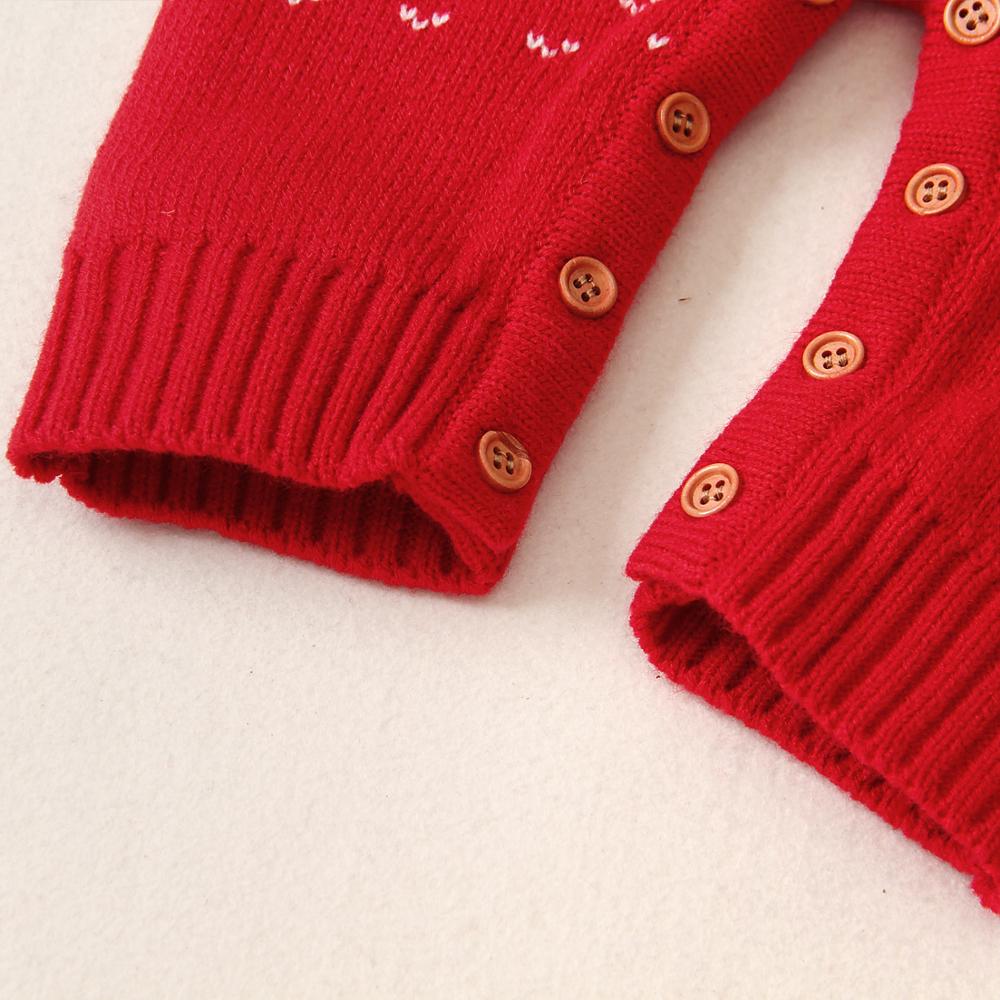 Christmas Elk Pattern Baby Unisex Rompers Pajamas Winter Knitted Longsleeve Newborn Jumpsuits